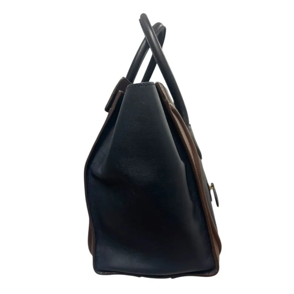 Celine Tricolor Navy Blue Brown & Black Mini Luggage Tote Bag Auth